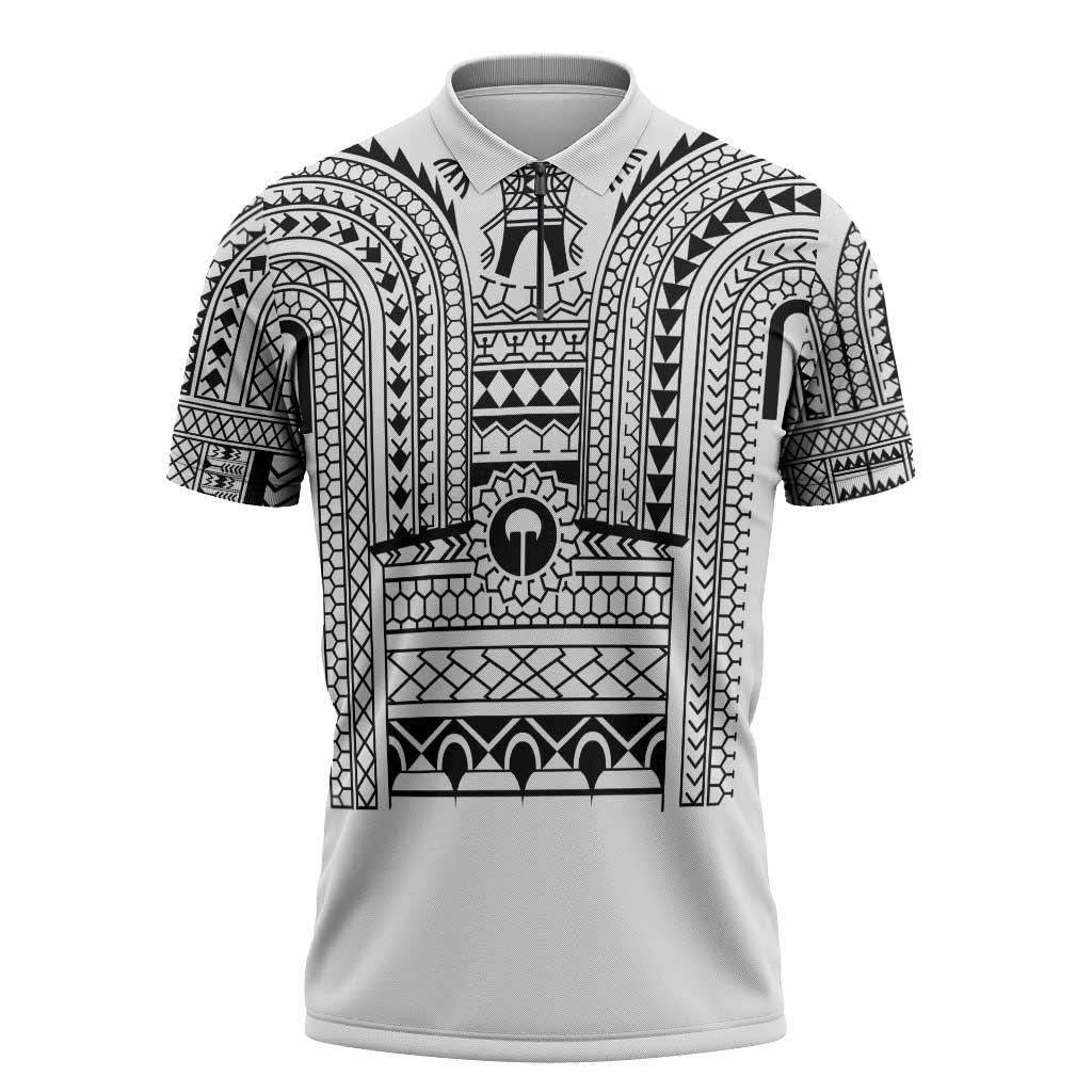 Philippines Igorot Tribal Art Tattoo White Zipper Polo Shirt - Polynesian Pride