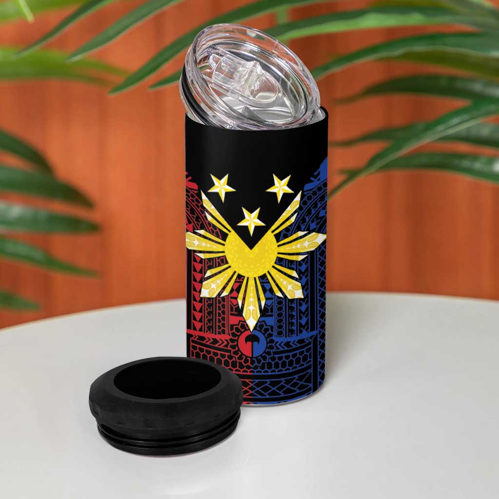 Philippines Sun Star 4 in 1 Can Cooler Tumbler Igorot Tribal Inspiration - Polynesian Pride
