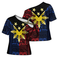 Philippines Sun Star Cross Shoulder Shirt Igorot Tribal Inspiration - Polynesian Pride