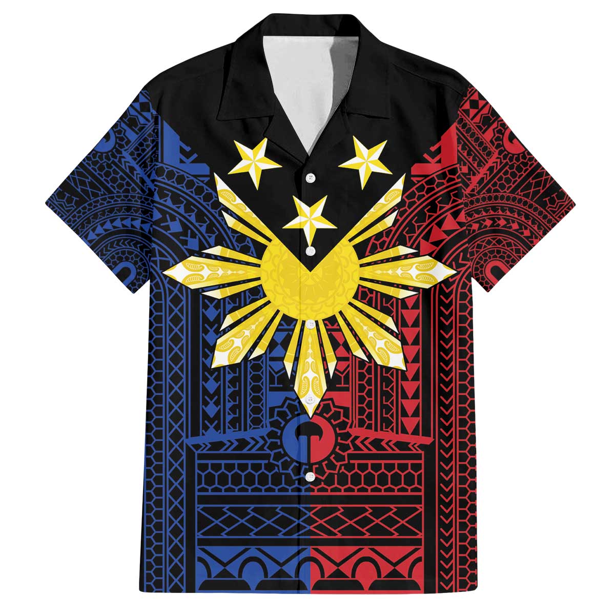 Philippines Sun Star Family Matching Off The Shoulder Long Sleeve Dress and Hawaiian Shirt Igorot Tribal Inspiration - Polynesian Pride