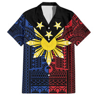 Philippines Sun Star Family Matching Puletasi and Hawaiian Shirt Igorot Tribal Inspiration LT05 Dad's Shirt - Short Sleeve Black - Polynesian Pride