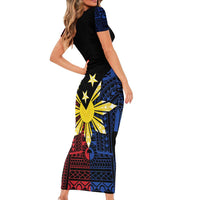 Philippines Sun Star Family Matching Short Sleeve Bodycon Dress and Hawaiian Shirt Igorot Tribal Inspiration - Polynesian Pride
