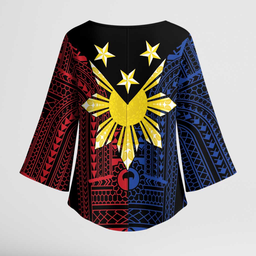 Philippines Sun Star Kimono Sleeve Blouse Igorot Tribal Inspiration - Polynesian Pride