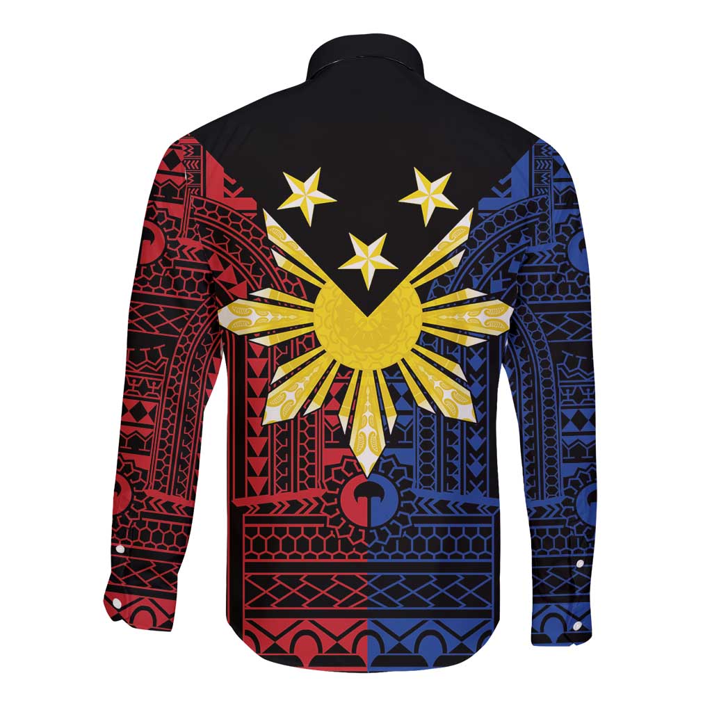 Philippines Sun Star Long Sleeve Button Shirt Igorot Tribal Inspiration - Polynesian Pride