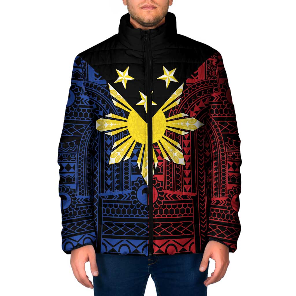 Philippines Sun Star Padded Jacket Igorot Tribal Inspiration LT05 Men Black - Polynesian Pride