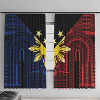 Philippines Sun Star Window Curtain Igorot Tribal Inspiration LT05 With Hooks Black - Polynesian Pride