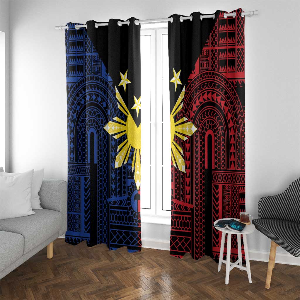 Philippines Sun Star Window Curtain Igorot Tribal Inspiration LT05 With Grommets Black - Polynesian Pride