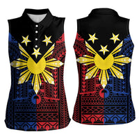 Philippines Sun Star Women Sleeveless Polo Shirt Igorot Tribal Inspiration - Polynesian Pride