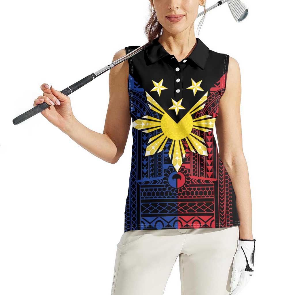 Philippines Sun Star Women Sleeveless Polo Shirt Igorot Tribal Inspiration - Polynesian Pride