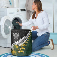 Rugby New Zealand And South Africa Laundry Basket Silver Fern With Springboks LT05 - Polynesian Pride