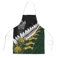 Rugby New Zealand And South Africa Apron Silver Fern With Springboks LT05 Black - Polynesian Pride