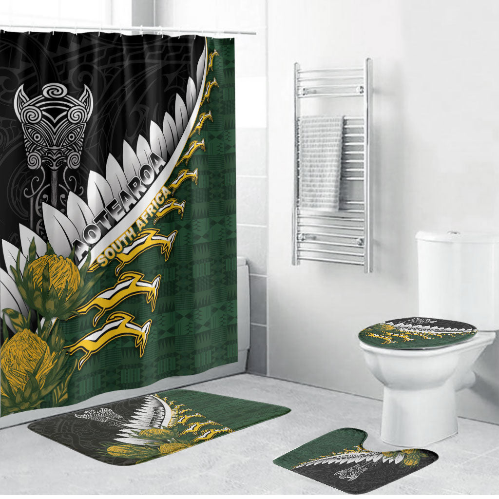 Rugby New Zealand And South Africa Bathroom Set Silver Fern With Springboks