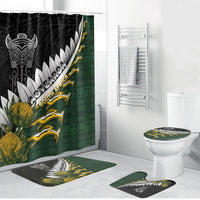 Rugby New Zealand And South Africa Bathroom Set Silver Fern With Springboks LT05 Bathroom Set (4 pcs) Black - Polynesian Pride