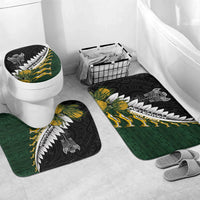 Rugby New Zealand And South Africa Bathroom Set Silver Fern With Springboks LT05 Mat Set Only (3 pcs) One Size Black - Polynesian Pride