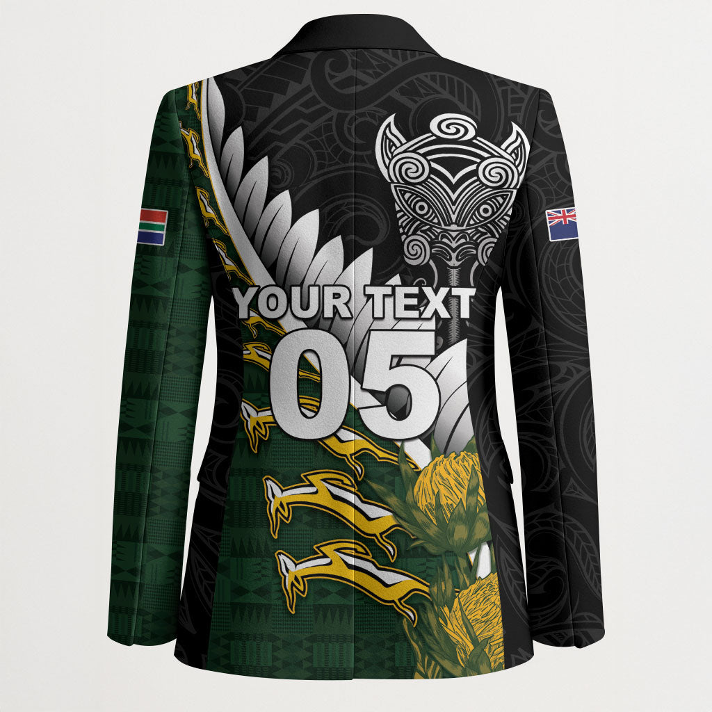 Custom Rugby New Zealand And South Africa Blazer Silver Fern With Springboks LT05 - Polynesian Pride