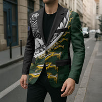 Custom Rugby New Zealand And South Africa Blazer Silver Fern With Springboks LT05 - Polynesian Pride