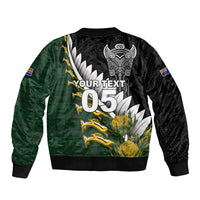 Custom Rugby New Zealand And South Africa Bomber Jacket Silver Fern With Springboks LT05 - Polynesian Pride