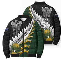Custom Rugby New Zealand And South Africa Bomber Puffer Jacket Silver Fern With Springboks LT05 - Polynesian Pride
