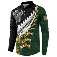 Custom Rugby New Zealand And South Africa Button Sweatshirt Silver Fern With Springboks LT05 - Polynesian Pride