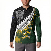Custom Rugby New Zealand And South Africa Button Sweatshirt Silver Fern With Springboks LT05 - Polynesian Pride