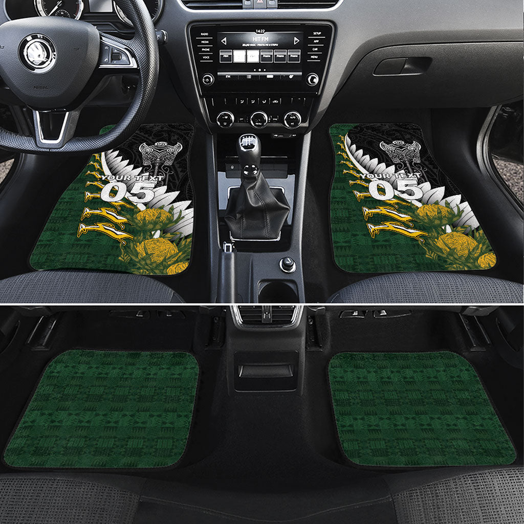 Custom Rugby New Zealand And South Africa Car Mats Silver Fern With Springboks