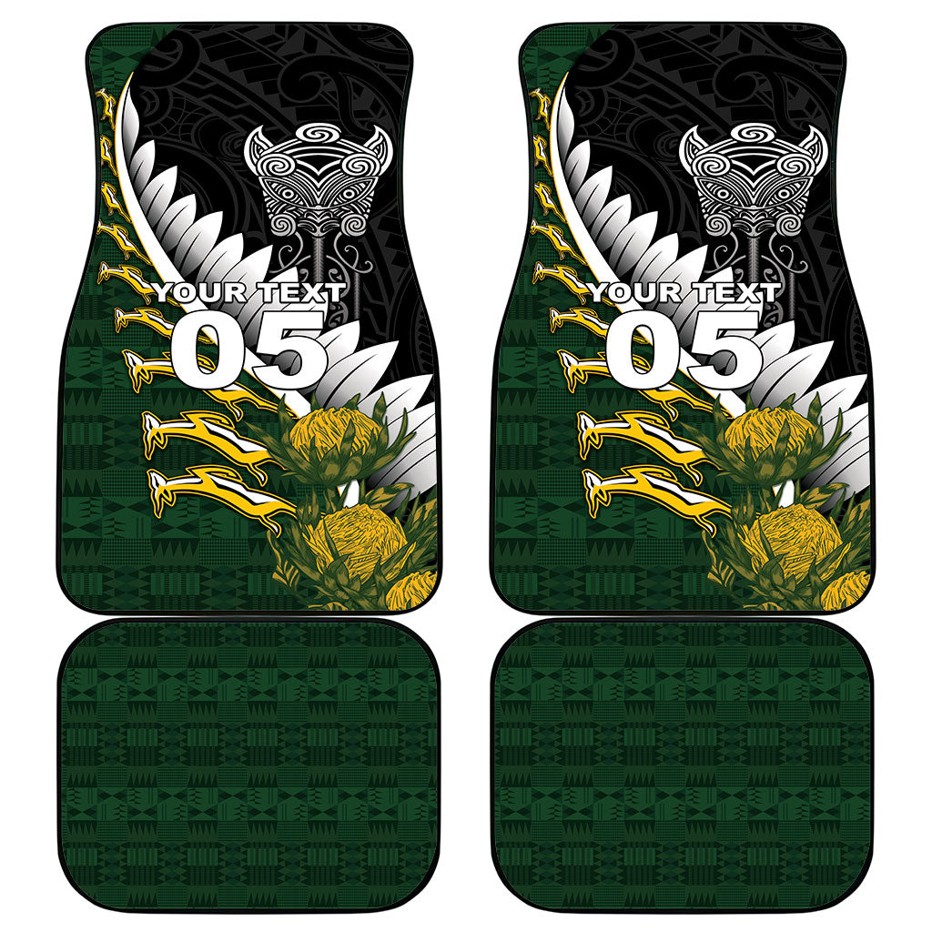 Custom Rugby New Zealand And South Africa Car Mats Silver Fern With Springboks