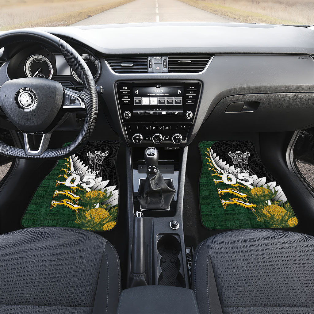 Custom Rugby New Zealand And South Africa Car Mats Silver Fern With Springboks