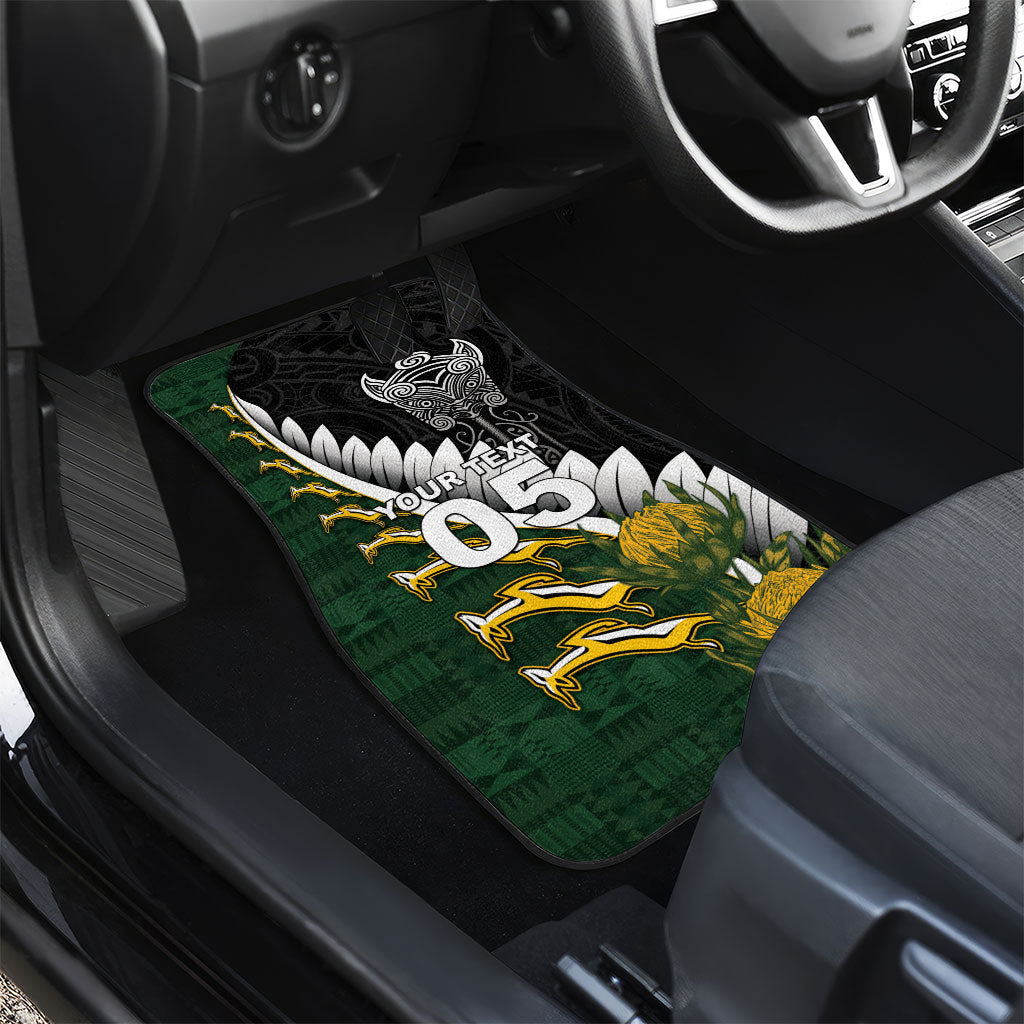Custom Rugby New Zealand And South Africa Car Mats Silver Fern With Springboks