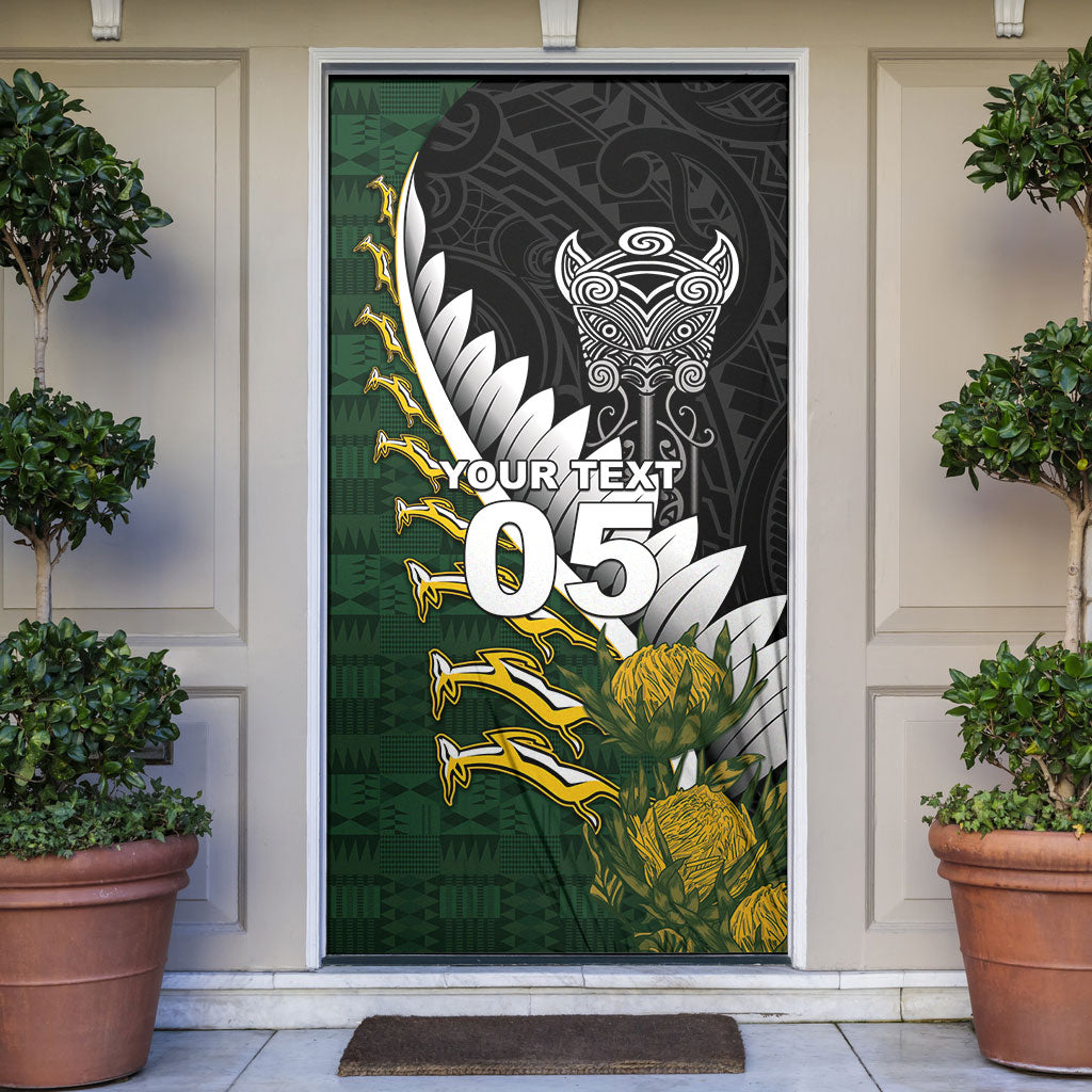 Custom Rugby New Zealand And South Africa Door Cover Silver Fern With Springboks