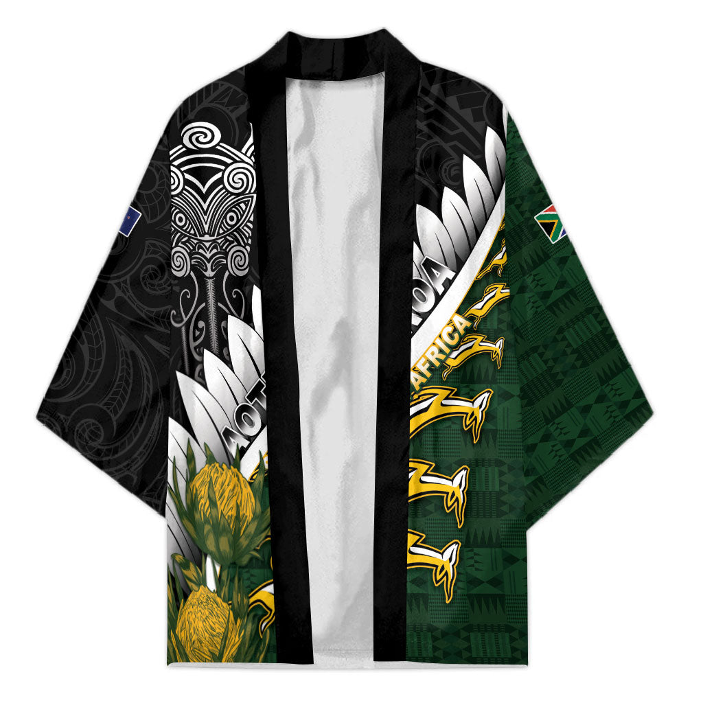 Custom Rugby New Zealand And South Africa Kimono Silver Fern With Springboks