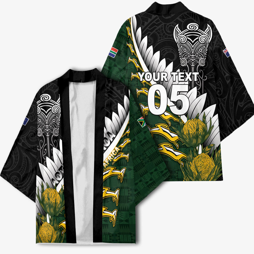 Custom Rugby New Zealand And South Africa Kimono Silver Fern With Springboks