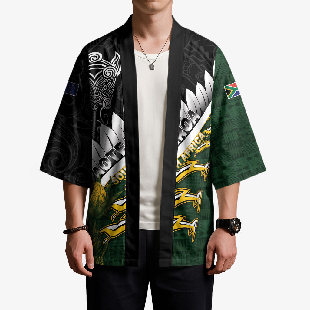 Custom Rugby New Zealand And South Africa Kimono Silver Fern With Springboks