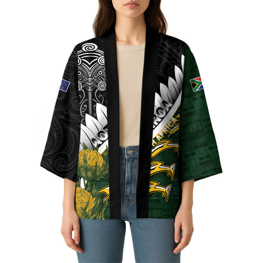 Custom Rugby New Zealand And South Africa Kimono Silver Fern With Springboks
