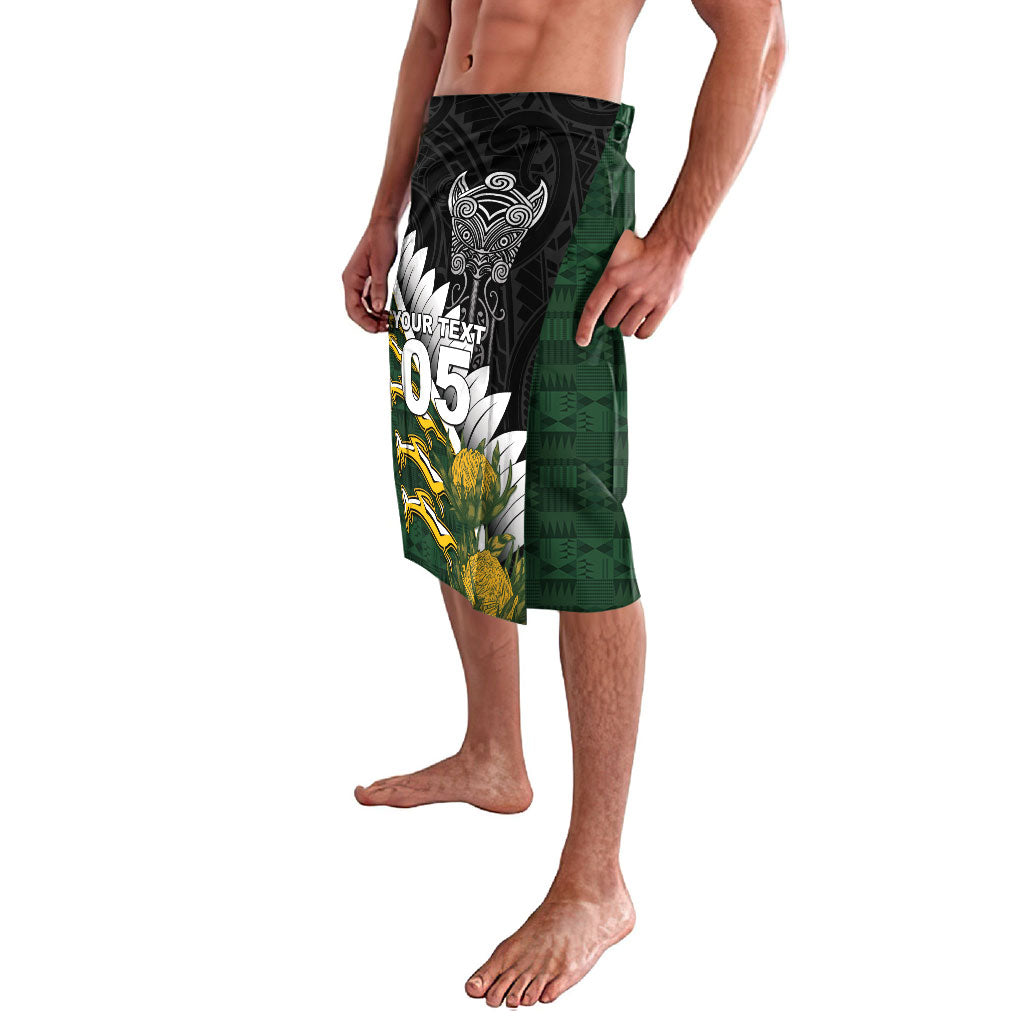 Custom Rugby New Zealand And South Africa Lavalava Silver Fern With Springboks LT05 - Polynesian Pride