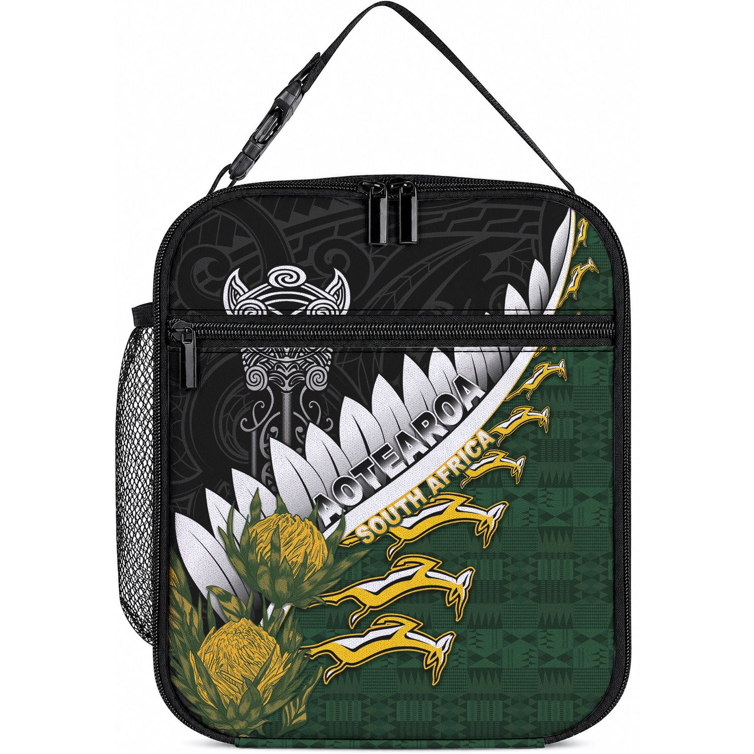 Rugby New Zealand And South Africa Lunch Bag Silver Fern With Springboks