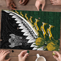 Rugby New Zealand And South Africa Puzzle Silver Fern With Springboks LT05 - Polynesian Pride
