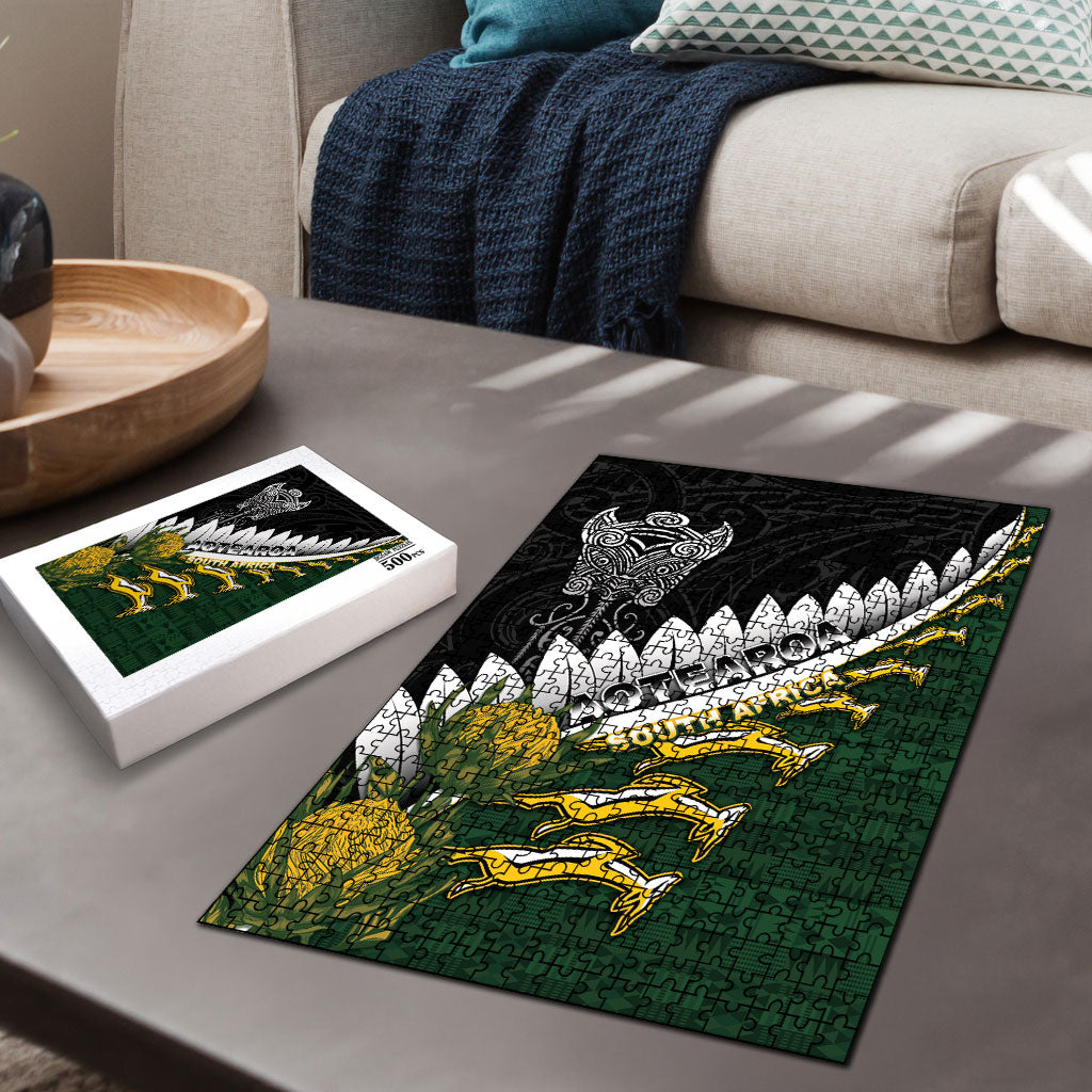 Rugby New Zealand And South Africa Puzzle Silver Fern With Springboks LT05 - Polynesian Pride