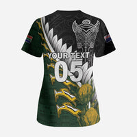 Custom Rugby New Zealand And South Africa Scrub Top Silver Fern With Springboks LT05 - Polynesian Pride