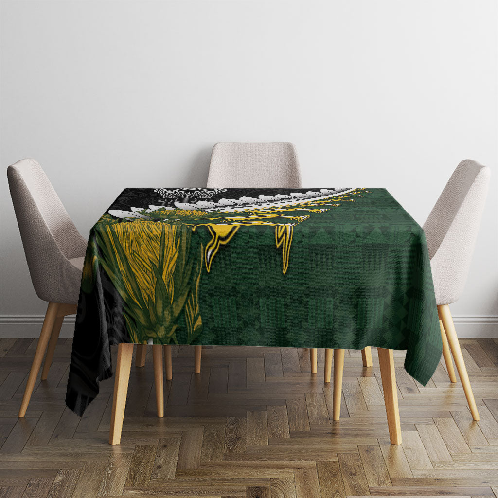 Rugby New Zealand And South Africa Tablecloth Silver Fern With Springboks LT05 - Polynesian Pride