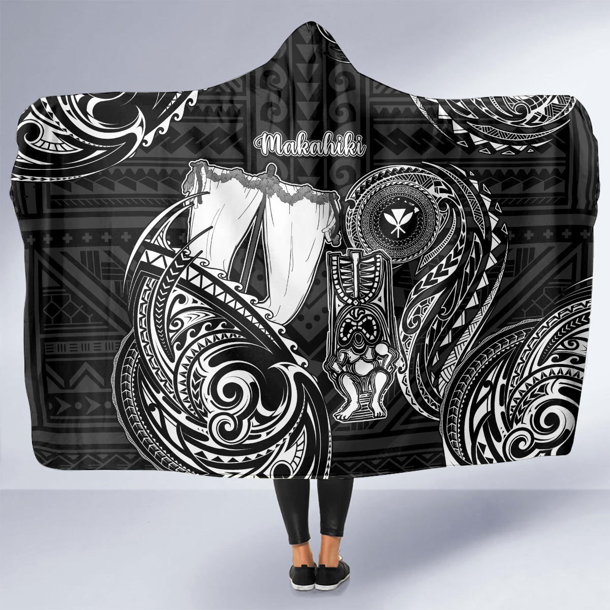 Hawaii Makahiki Season Hooded Blanket Akua Loa Polynesian Pattern LT05 - Polynesian Pride