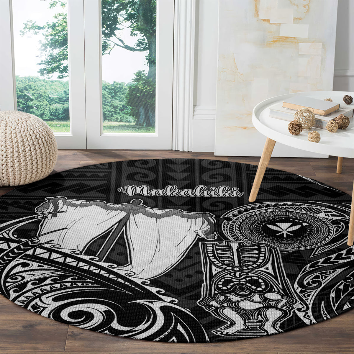 Hawaii Makahiki Season Round Carpet Akua Loa Polynesian Pattern LT05 - Polynesian Pride