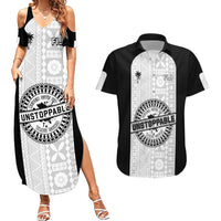 Personalized Fiji Obstacle Race 2023 Couples Matching Summer Maxi Dress and Hawaiian Shirt Never Give Up LT05 Black - Polynesian Pride