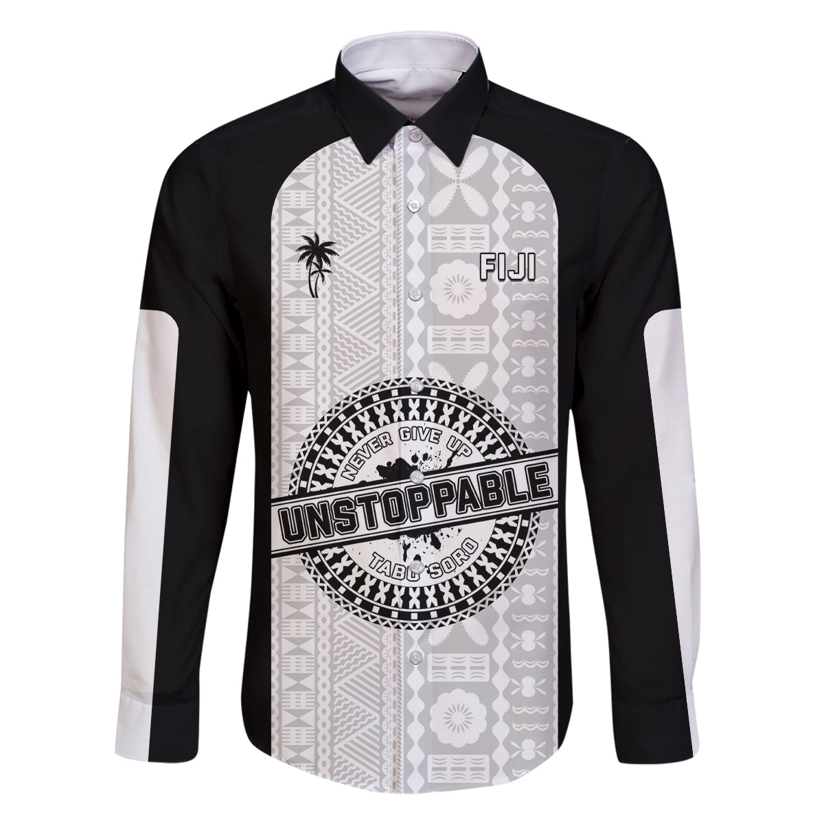 Personalized Fiji Obstacle Race 2023 Family Matching Summer Maxi Dress and Hawaiian Shirt Never Give Up LT05 Dad's Shirt - Long Sleeve Black - Polynesian Pride