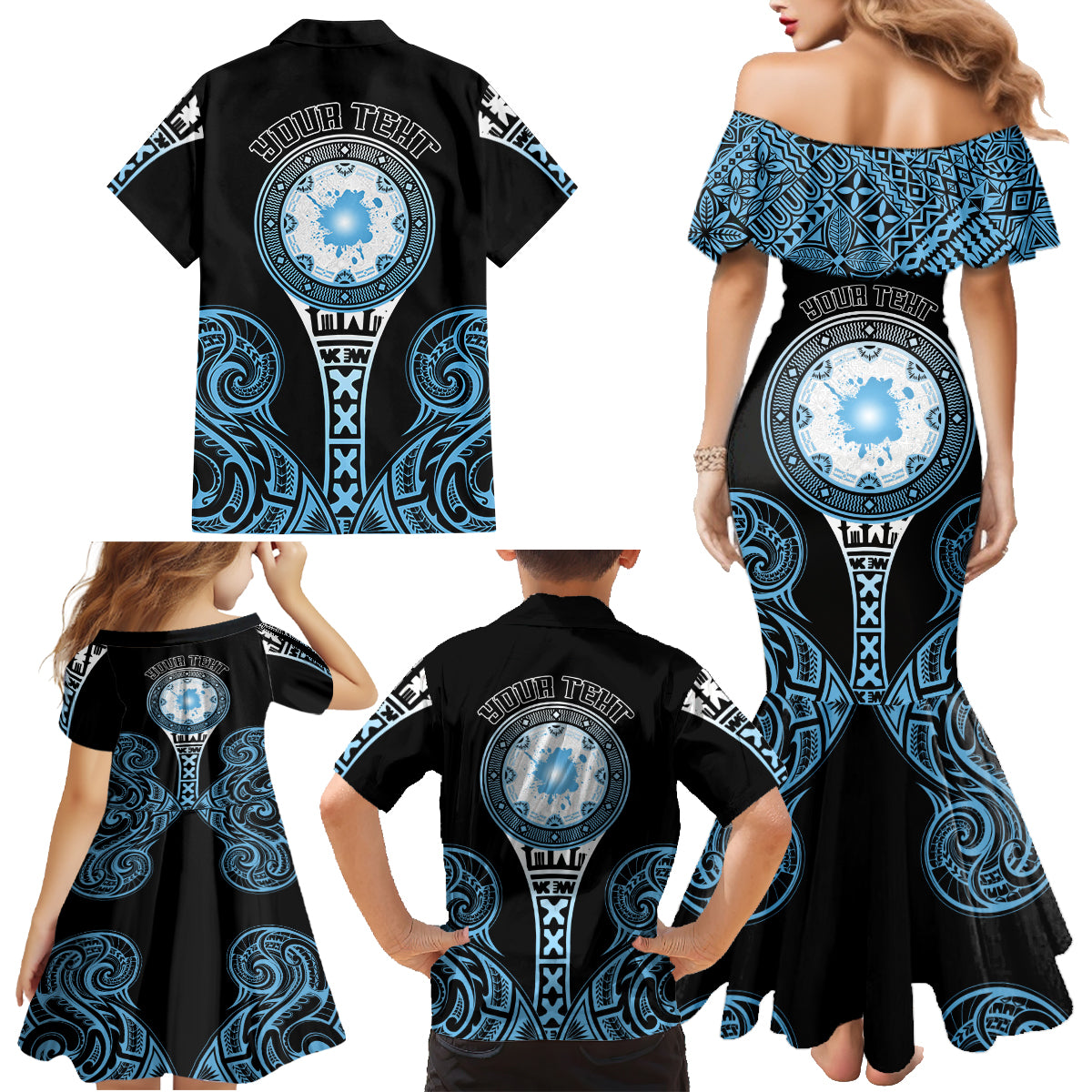 Personalized Fiji Obstacle Race 2023 Family Matching Mermaid Dress and Hawaiian Shirt Go Champion LT05 - Polynesian Pride
