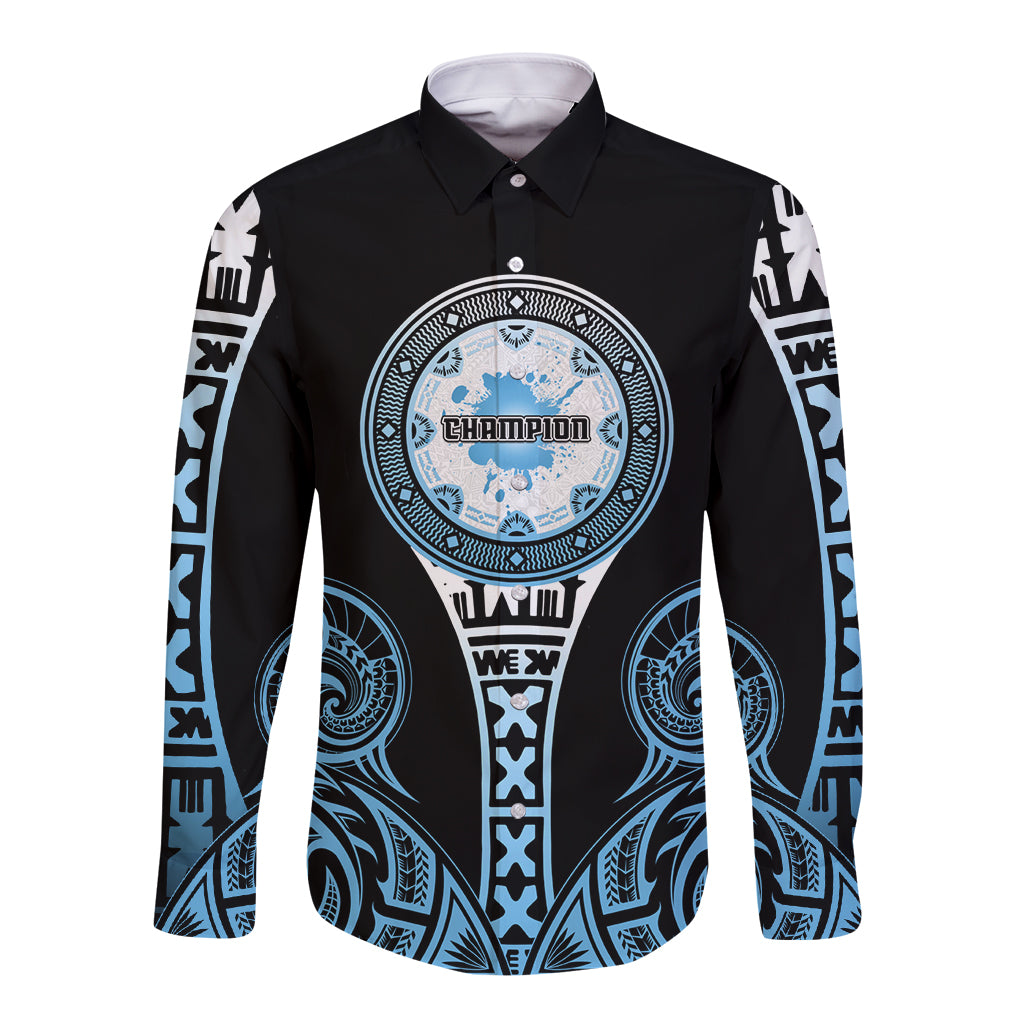 Personalized Fiji Obstacle Race 2023 Long Sleeve Button Shirt Go Champion LT05 Unisex Blue - Polynesian Pride