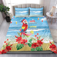 Hawaii Christmas Bedding Set Funny Macaw Parrot Tropical Vibe