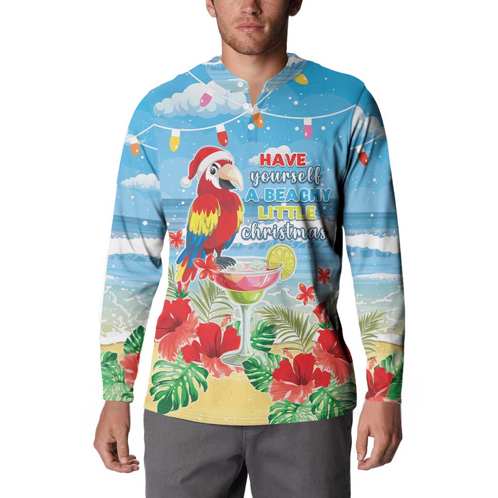 Hawaii Christmas Button Sweatshirt Funny Macaw Parrot Tropical Vibe