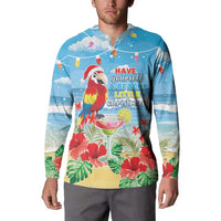 Hawaii Christmas Button Sweatshirt Funny Macaw Parrot Tropical Vibe
