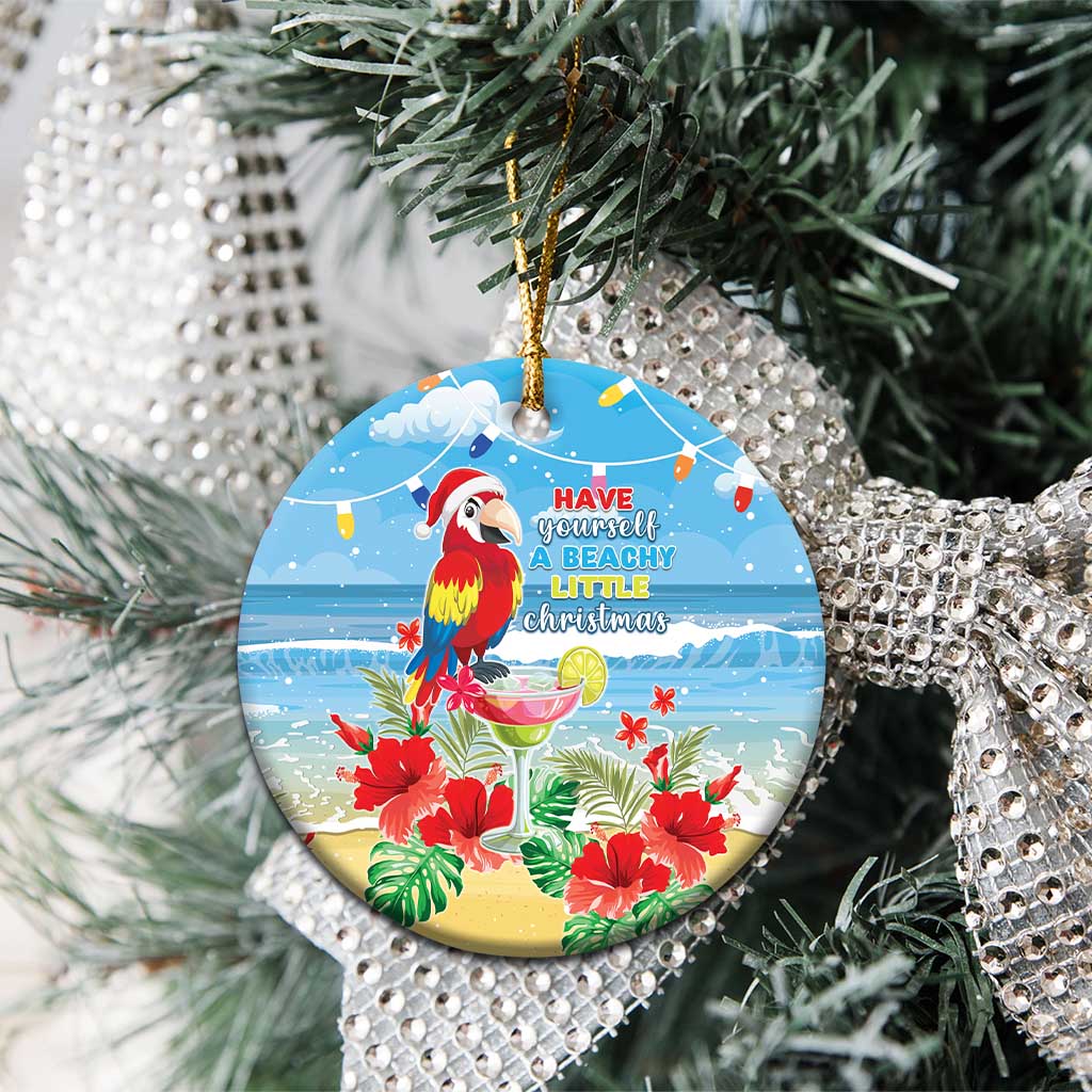 Hawaii Christmas Ceramic Ornament Funny Macaw Parrot Tropical Vibe