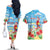 Hawaii Christmas Couples Matching Off The Shoulder Long Sleeve Dress and Hawaiian Shirt Funny Macaw Parrot Tropical Vibe